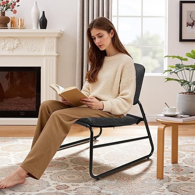 DAICO Modern Accent Chair Comfy Living Room Chair Armless Sling Accent Chairs by DAICO
