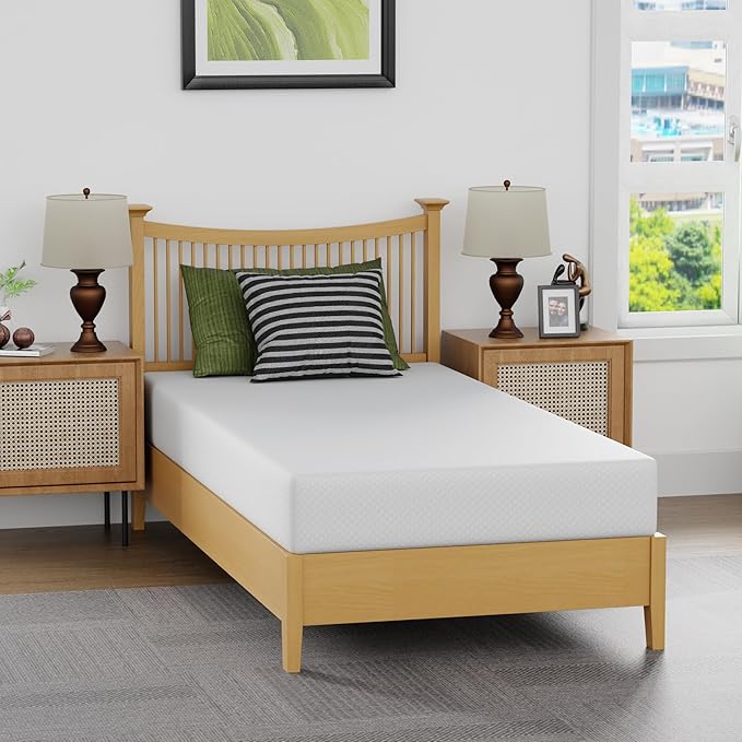 FDW | 8 Inch Twin Mattress | Medium Firm | Gel Memory Foam Mattress | White | - Image 3