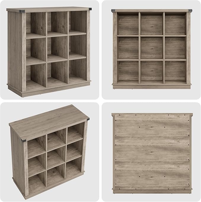GarveeHome 9 Cube Storage Organizer Bookshelf, 4 Tier Farmhouse Horizontal - Image 9