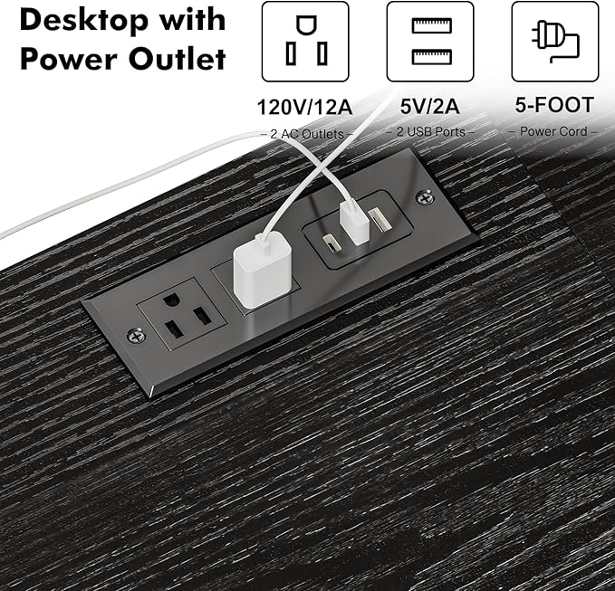 YGEOMER Black TV Stand Entertainment Center - Image 4