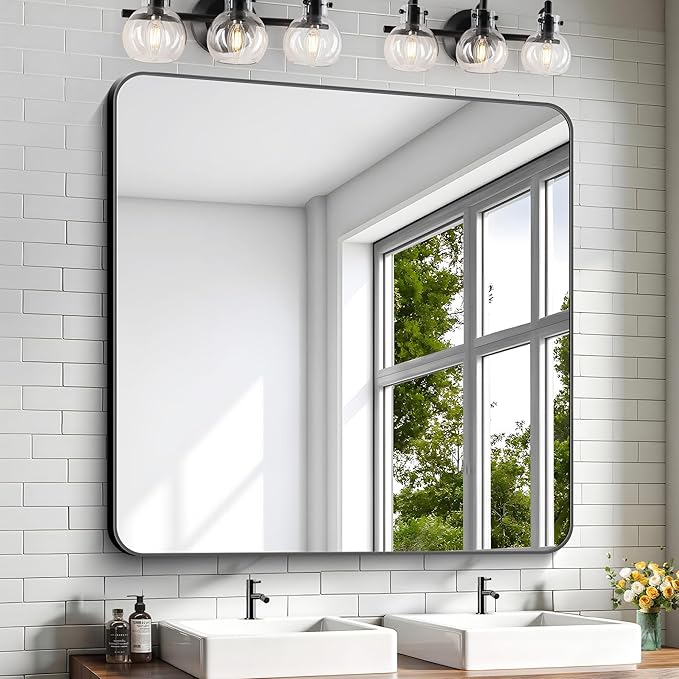 KOCUUY 42"x42" Large Square Vanity Mirror, Modern Design of Upgraded by KOCUUY