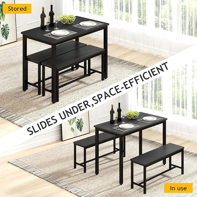 Rovibek 43" Dining Table Benches Set - Image 3