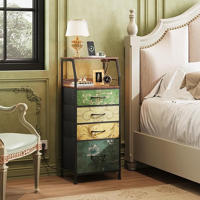 WLIVE 4 Drawer Dresser for Bedroom, Tall Night Stand Bed Side Table, End Table - Image 2