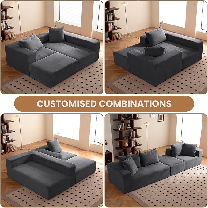 Modular Sectional Sofa, Corduroy Cloud Couch - Image 8
