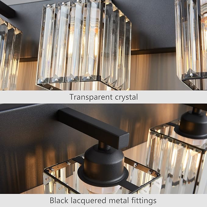 Modern Black Crystal Bathroom Vanity Light - Image 6