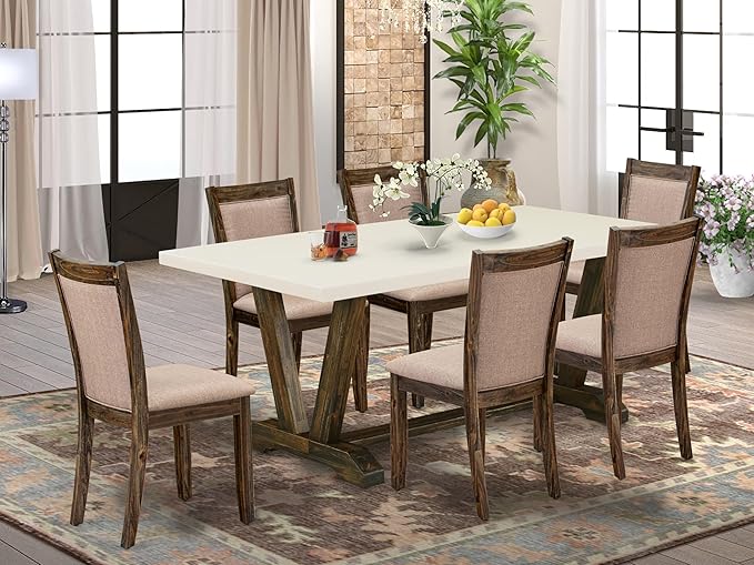 East West Furniture V727MZ716-7 7 Piece Dinette Set Consist of a Rectangle - Image 2