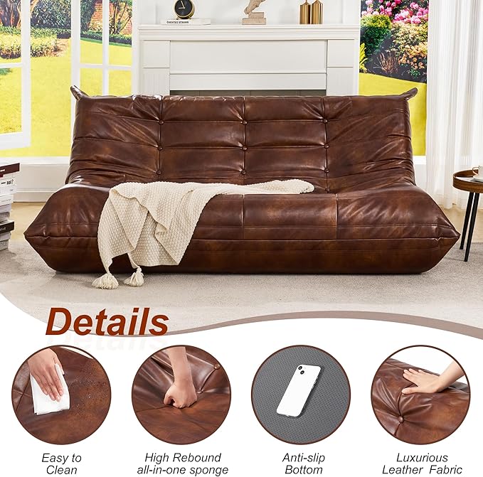 Hobestluk Bean Bag Chair Giant Bean Bag Sofa 3 Seater Bean Bag Chairs - Image 3