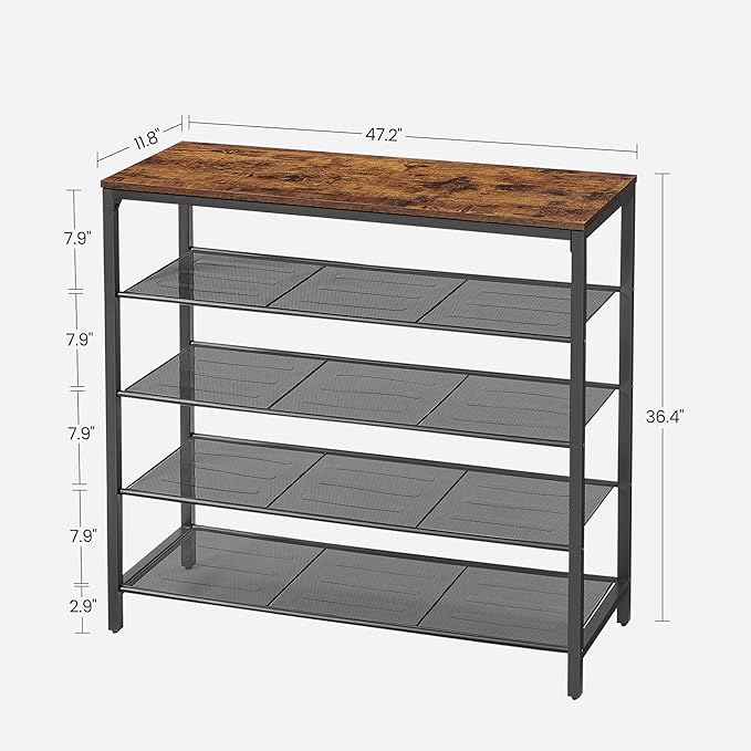 VASAGLE 5 Tier Shoe Rack for Closet, 20-25 Pairs of Shoes, Large Shoe Organizer - Image 3