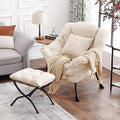 Lazy Chair with Ottoman, Modern Lounge Accent Chair with Armrests and a Throw by HomeEastllyHome