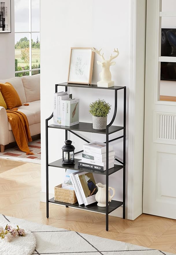 4 Tier Bookshelf, Entryway Standing Shelf Units by MONCOT