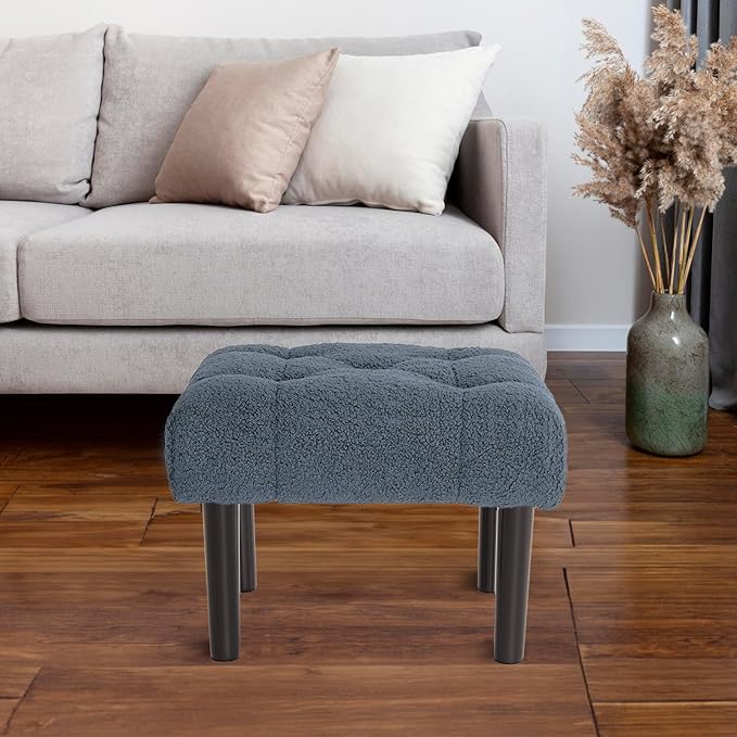 HOUCHICS Fur Padded Foot Stool, Small Ottoman Foot Rest by HOUCHICS