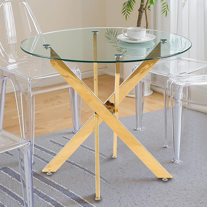 Dining Table for 4 Modern Round Dining Table 35.43" Kitchen & Dining Room Tables by LynginsCreativeLife