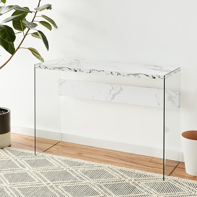Convenience Concepts SoHo Console Table/Desk, Faux White Marble - Image 9