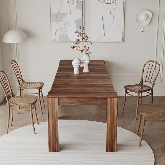 118" Extendable Dining Table for 6-10 Person, Wooden Folding Narrow Dining Room - Image 5