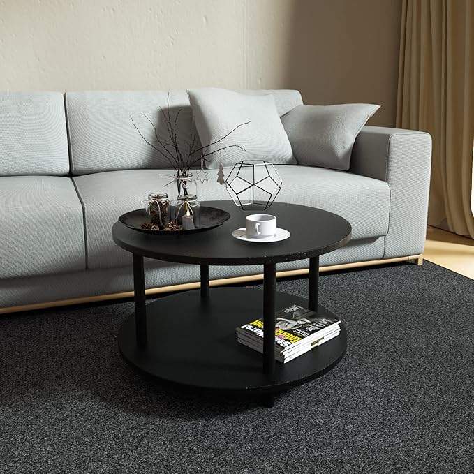 Small Round Coffee Table with Open Storage - Image 2