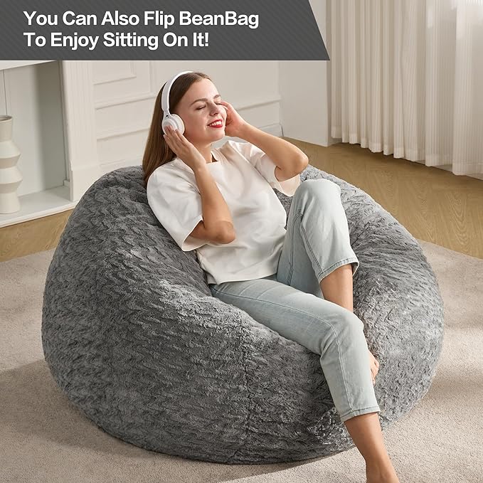Hobestluk 4ft Bean Bag Chairs for Adults Large Beanbag Chair - Image 3