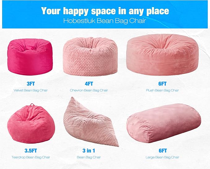 Hobestluk 6FT Bean Bag Chair Large Beanbag Lounger - Image 7
