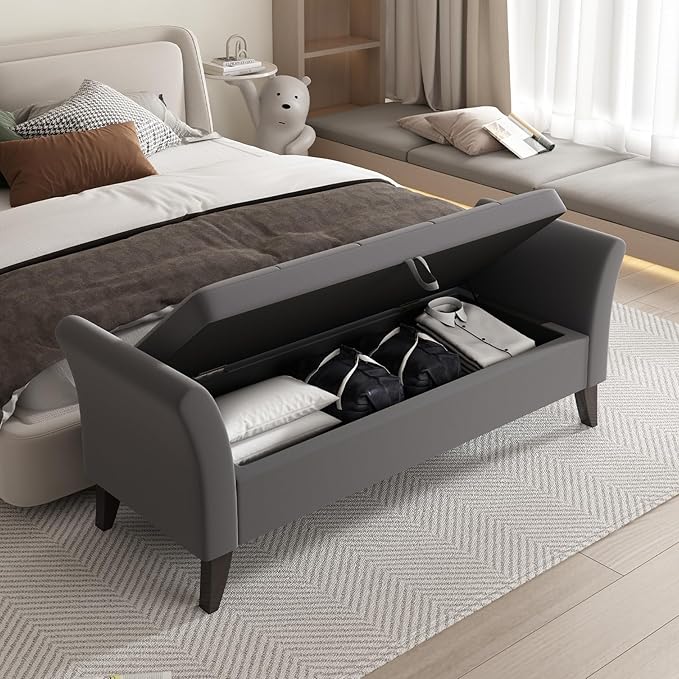 Furniliving 51” Bedroom Bench, End of Bed Bench - Image 7