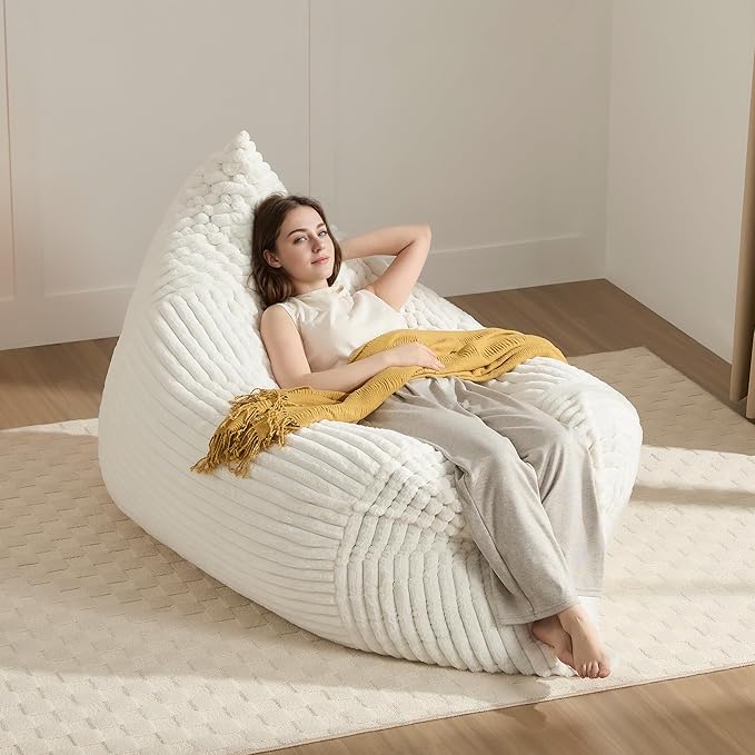 3-in-1 Giant Bean Bag Chair for Adults & Kid, Convertible Floor Sofa to Mattress by Gericco