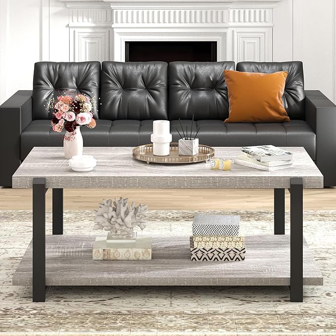 FOLUBAN Rustic Coffee Table, Modern Wood Center Table - Image 7