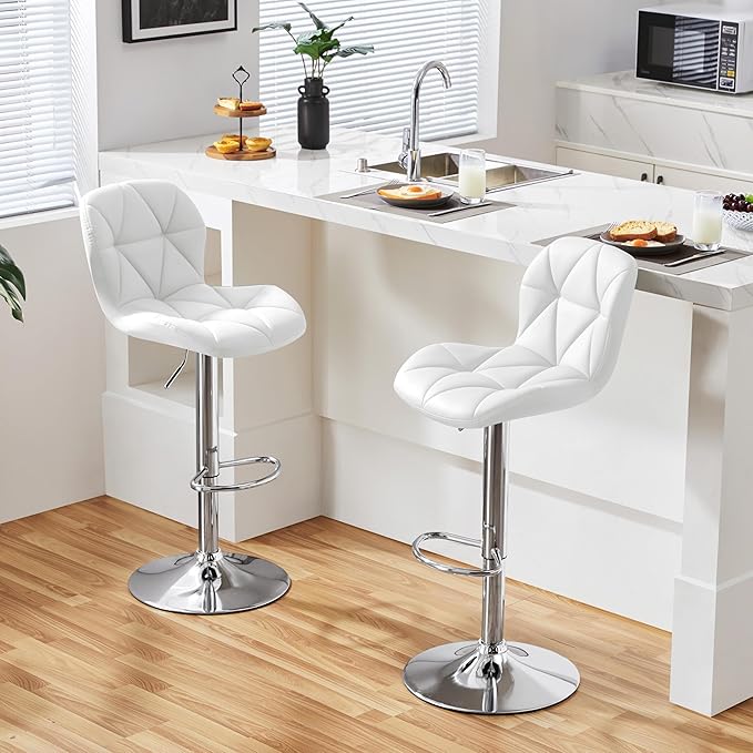 Yaheetech Bar Stools Set of 4, Adjustable PU Leather Swivel Barstools, Modern - Image 2