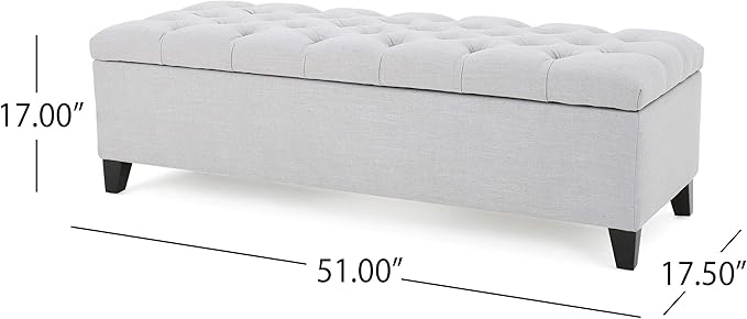 Christopher Knight Home Ottilie Fabric Storage Ottoman, Light Grey 17.50”D x - Image 3