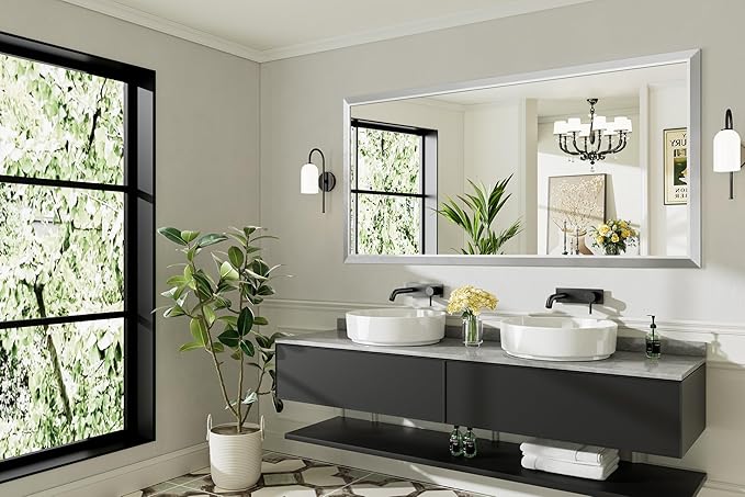 72x36 Inch Silver Bathroom Mirror - Image 8