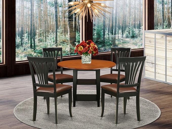 East West Furniture SUAV5-BCH-LC 5 Piece Dining Table Set - Image 6