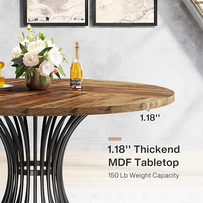 Tribesigns Round Dining Table for 4-6 People, 47-Inch Farmhouse Dinning Room - Image 5
