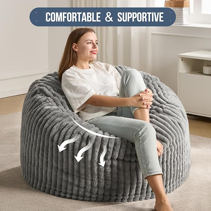 Hobestluk 4ft Bean Bag Chairs for Adults Large Beanbag Chair - Image 5