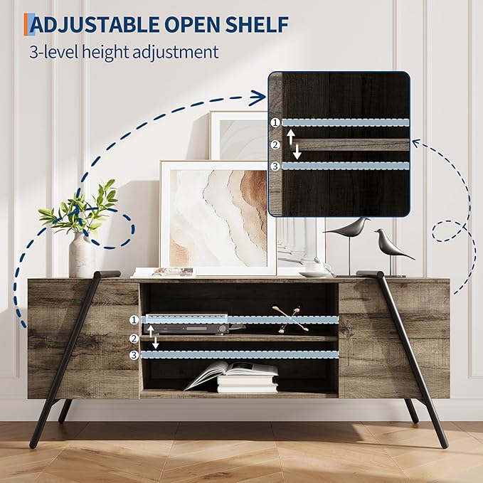 TV Stand for 65 60 55 50 Inch TV, Industrial Media Console Table for Living Room - Image 6