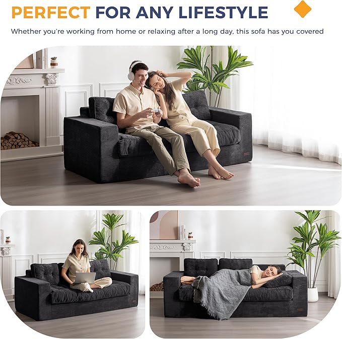 MAXYOYO 3 Seater Couch for Living Room, Boneless Couch - Image 3