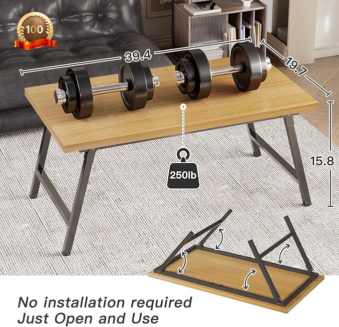 Folding Coffee Table, Portable Floor Table Desk - Image 3