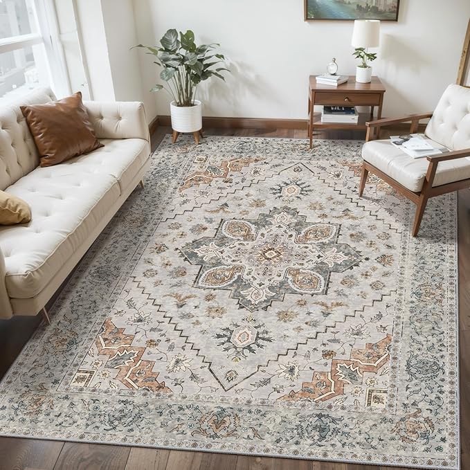 Tangsoo 3x5 Bedroom Rug, Washable Vintage Indoor, Area Rug Non Slip Accent Rug by Tangsoo