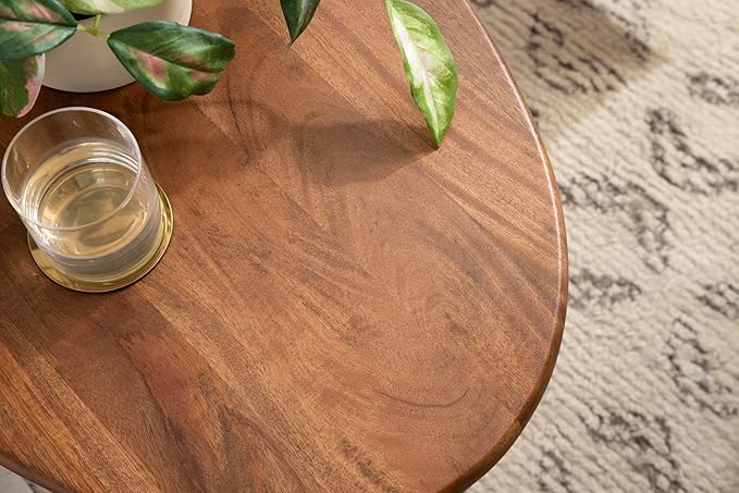 Kate and Laurel Tortola Modern Irregular Round Side Table, Walnut Brown - Image 5