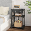 TUTOTAK End Table with Charging Station, Nightstand, 3-Tier Couch Side Table by WelcometotheTUTOTAKHome