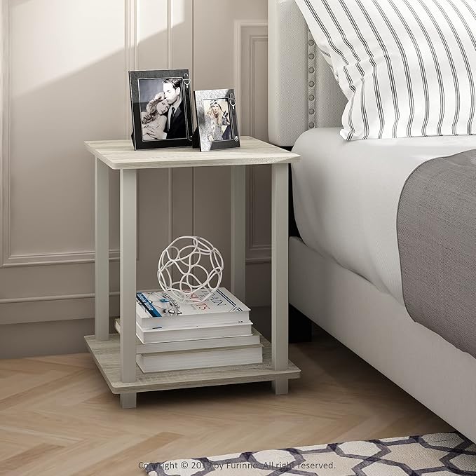 Furinno Simplistic Set of 2 End Table, Sonoma Oak/White - Image 4