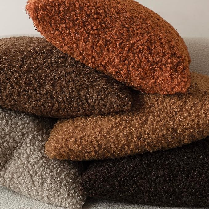 Foindtower 2 Pieces 24x24 Inch Burnt Orange, Faux Fur Throw Pillow Cover Accent - Image 6