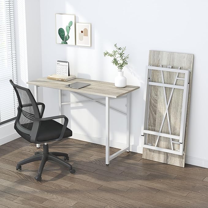 Folding Desk 47 inch No Assembly Required Home Office Table, Writing Gaming - Image 8