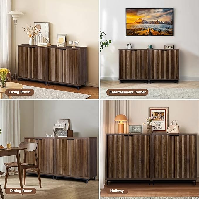 Buffet Cabinet with Storage Accent Sideboard Modern Credenza with 2 Doors & 3 - Image 8