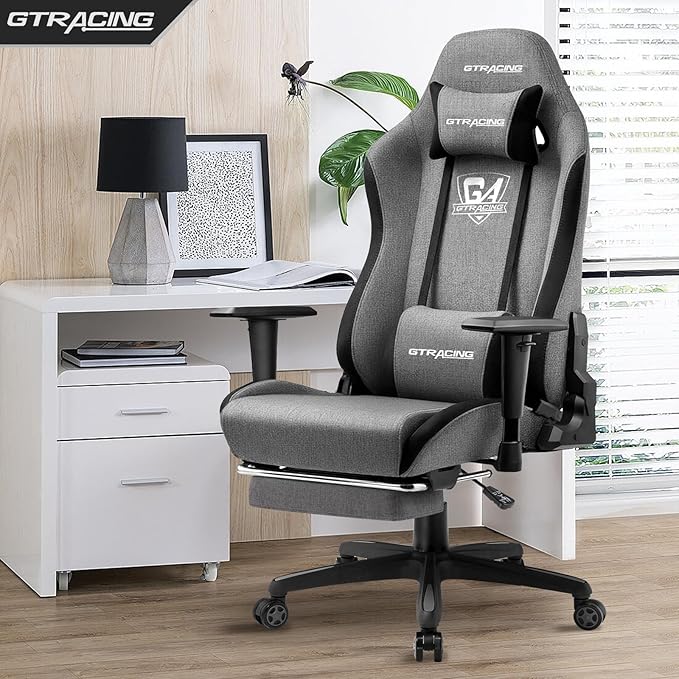 GTRACING Gaming Chair with Footrest, Fabric Breathable Big and Tall Ergonomic - Image 2