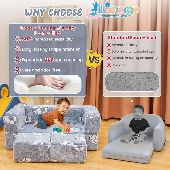 Lamerge Toddler Couch Glow in The Dark Toddler Fold Out Couch - Image 4