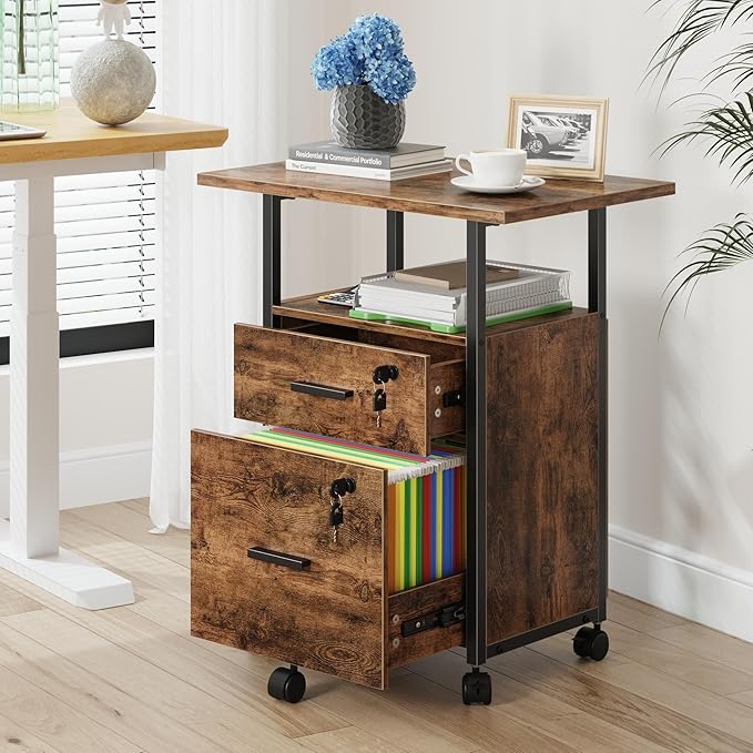 2 Wood Drawer Lockable File Cabinet - Image 2