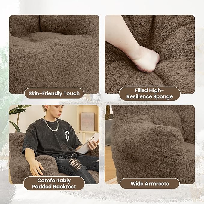 Bean Bag Chair with Filler, Bean Bag Sofa with Tufted Soft Stuffed Filling - Image 6