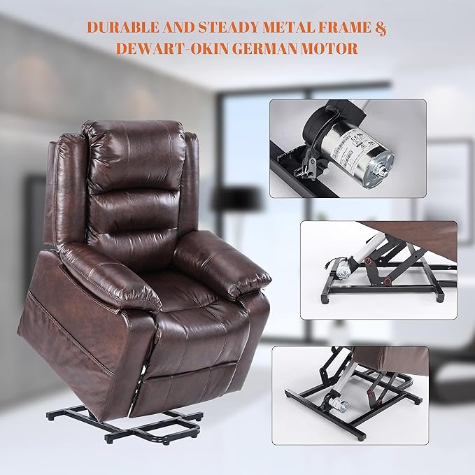 S*MAX Lift Chairs Recliners for Elderly Power Recliner Chairs Full Air Leather - Image 6