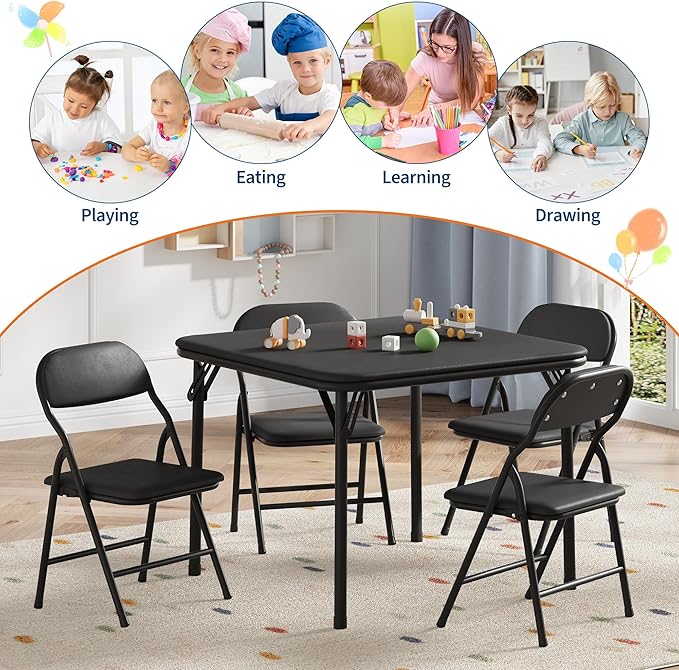 IDEALHOUSE 5 Piece Folding Kids Table and Chairs Set, Children Activity Table - Image 7