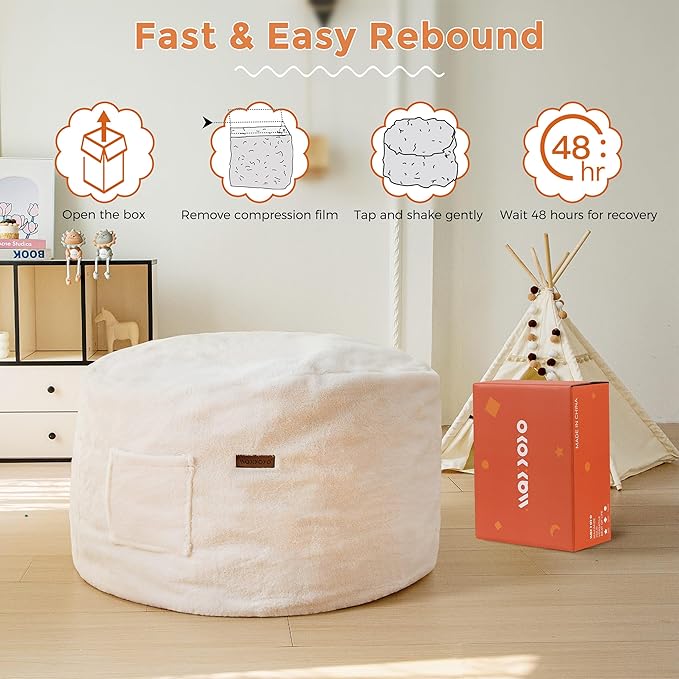 MAXYOYO Kids Bean Bag Chair, Stuffed Faux Fur Bean Bag - Image 6
