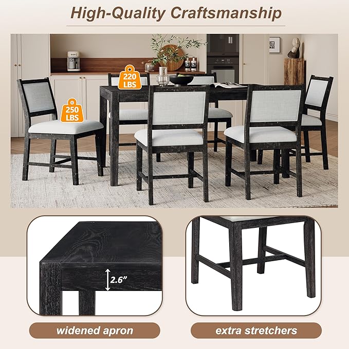Merax 7 Pieces Retro Dining Set - Image 6