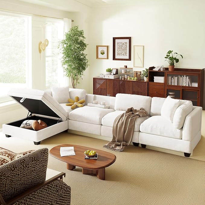 127.6 Inch 5-Seat Modular Convertible Sectional Sofa by Unknown