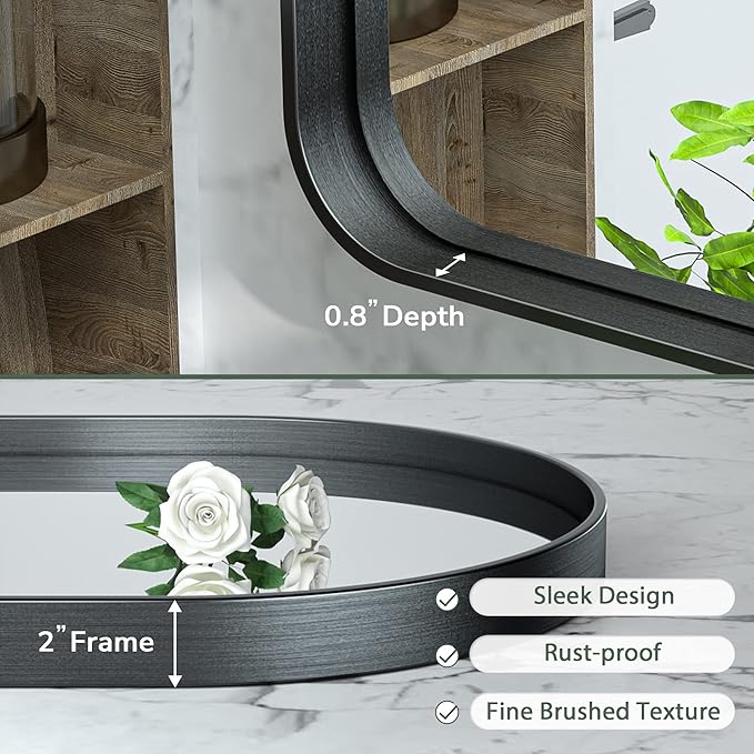 TokeShimi Arched Black Wall Bathroom Mirror 26x38 Inch - Image 4